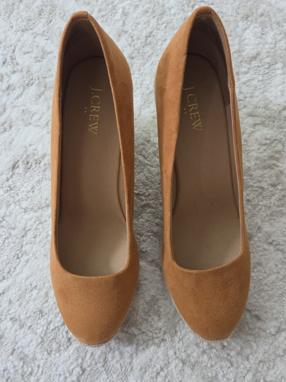 J.Crew Women's Suede Round-Toe Wedge in Rust